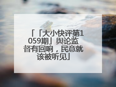 「大小快评第1059期」舆论监督有回响，民意就该被听见