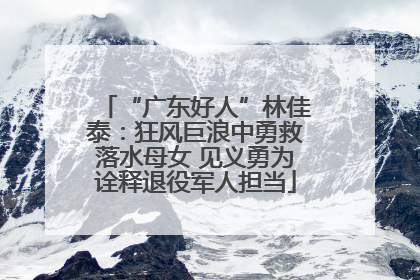 “广东好人”林佳泰：狂风巨浪中勇救落水母女 见义勇为诠释退役军人担当