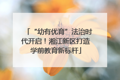 “幼有优育”法治时代开启！湘江新区打造学前教育新标杆