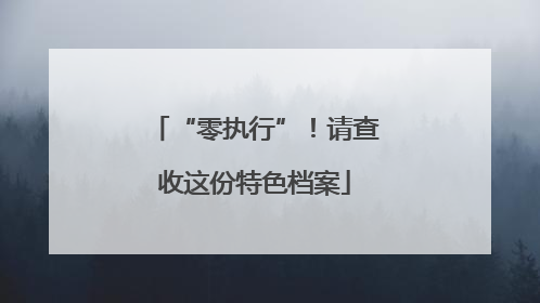 “零执行”！请查收这份特色档案