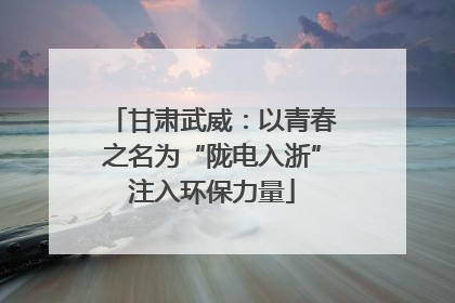 甘肃武威：以青春之名为“陇电入浙”注入环保力量
