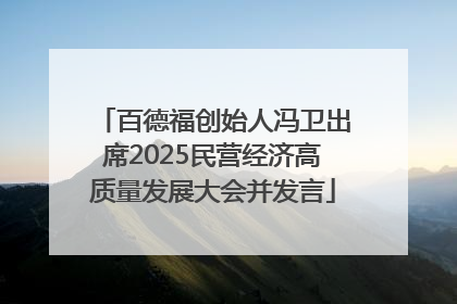 百德福创始人冯卫出席2025民营经济高质量发展大会并发言