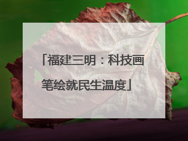 福建三明：科技画笔绘就民生温度