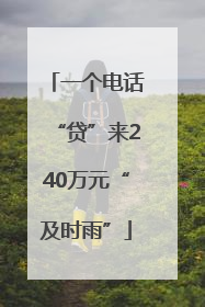 一个电话“贷”来240万元“及时雨”