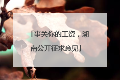 事关你的工资，湖南公开征求意见