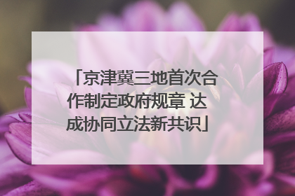 京津冀三地首次合作制定政府规章 达成协同立法新共识