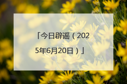 今日辟谣（2025年6月20日）