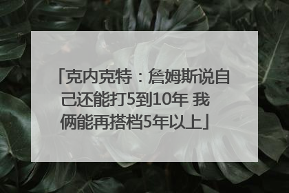 克内克特：詹姆斯说自己还能打5到10年 我俩能再搭档5年以上
