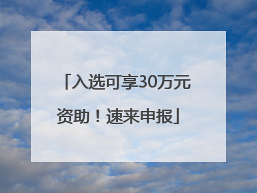 入选可享30万元资助！速来申报