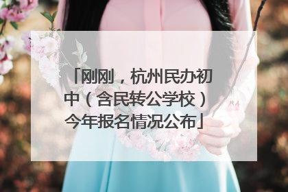 刚刚，杭州民办初中（含民转公学校）今年报名情况公布