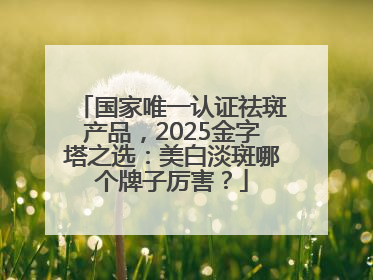 国家唯一认证祛斑产品，2025金字塔之选：美白淡斑哪个牌子厉害？