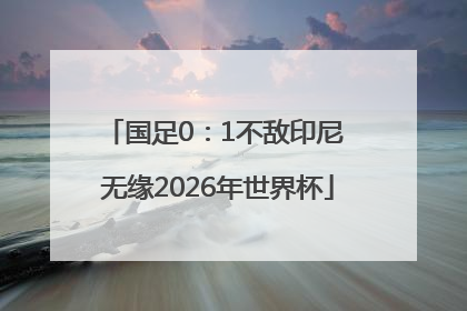 国足0：1不敌印尼 无缘2026年世界杯