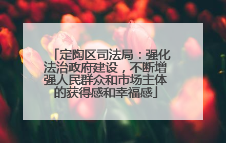 定陶区司法局：强化法治政府建设，不断增强人民群众和市场主体的获得感和幸福感