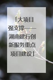 大项目 强支撑——湖南建行创新服务重点项目建设