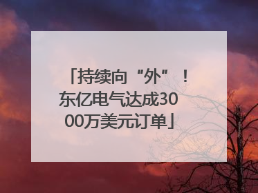 持续向“外”！东亿电气达成3000万美元订单