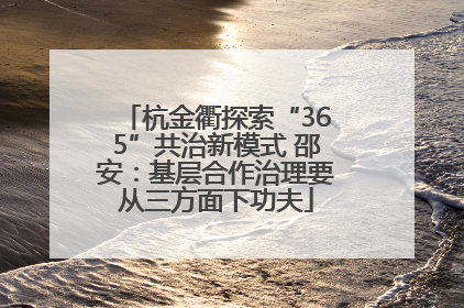 杭金衢探索“365”共治新模式 邵安：基层合作治理要从三方面下功夫