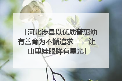 河北涉县以优质普惠幼有善育为不懈追求——让山里娃眼眸有星光