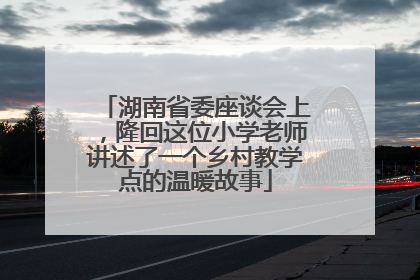 湖南省委座谈会上，隆回这位小学老师讲述了一个乡村教学点的温暖故事