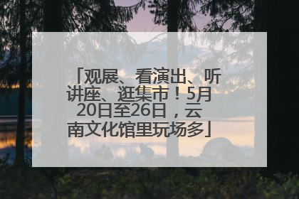 观展、看演出、听讲座、逛集市！5月20日至26日，云南文化馆里玩场多