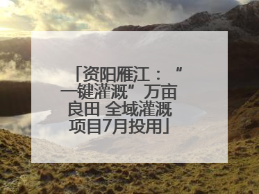 资阳雁江：“一键灌溉”万亩良田 全域灌溉项目7月投用