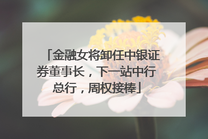 金融女将卸任中银证券董事长，下一站中行总行，周权接棒