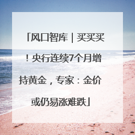 风口智库｜买买买！央行连续7个月增持黄金，专家：金价或仍易涨难跌