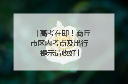 高考在即！商丘市区内考点及出行提示请收好